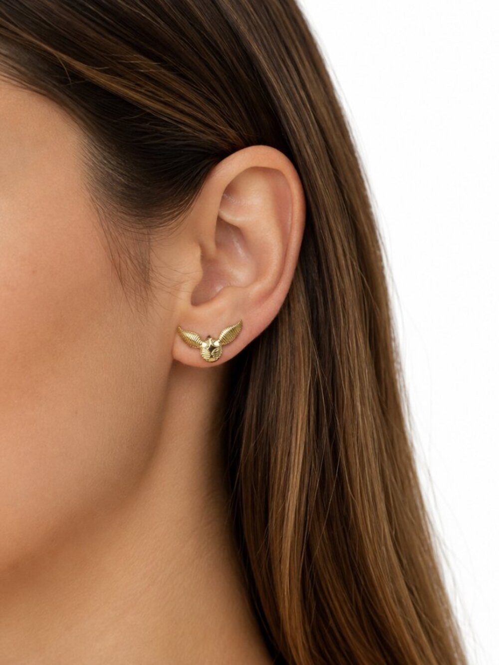 Harry Potter Golden Snitch Stud Earrings Gold Tone Officially Licensed WBEI